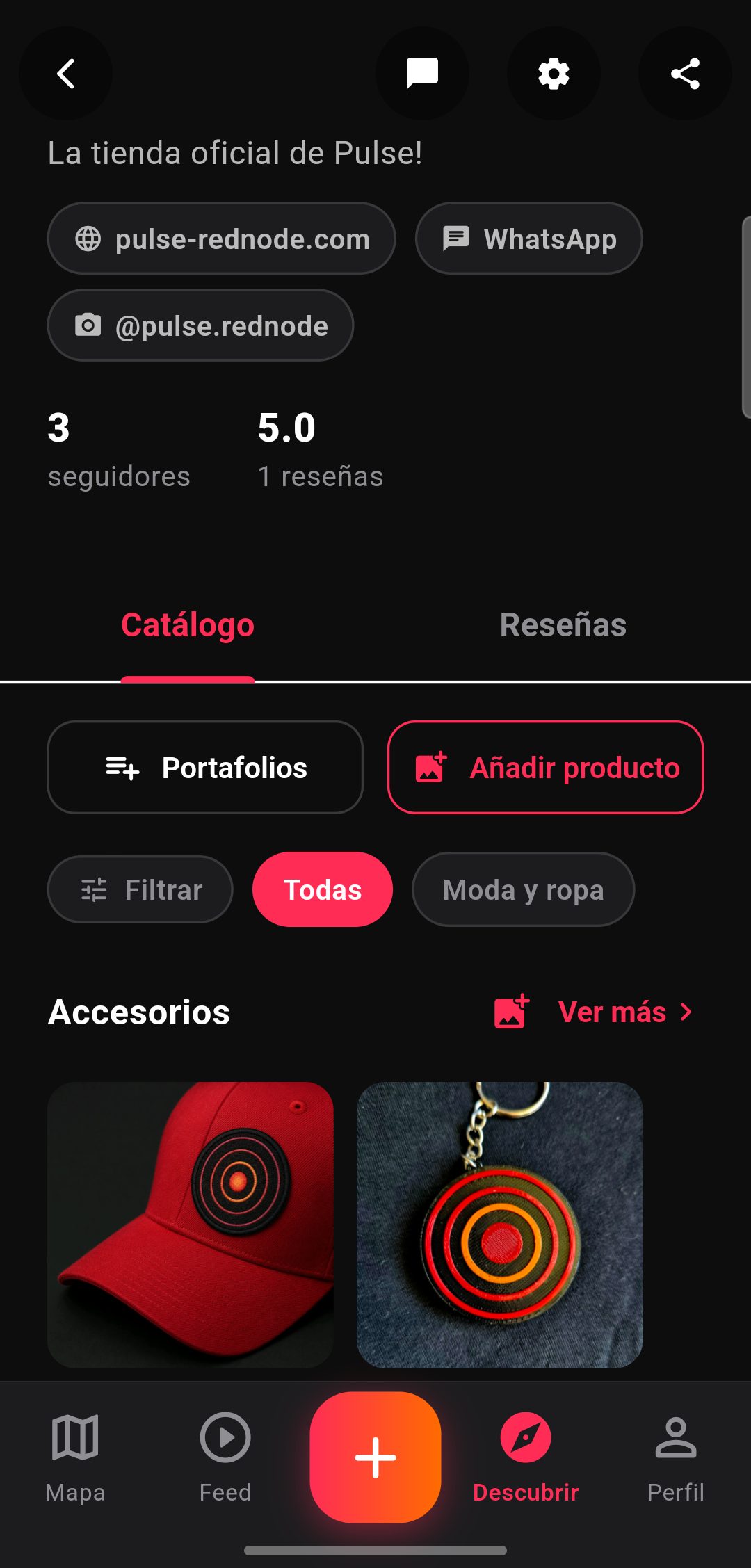 Catálogo de una tienda en Pulse