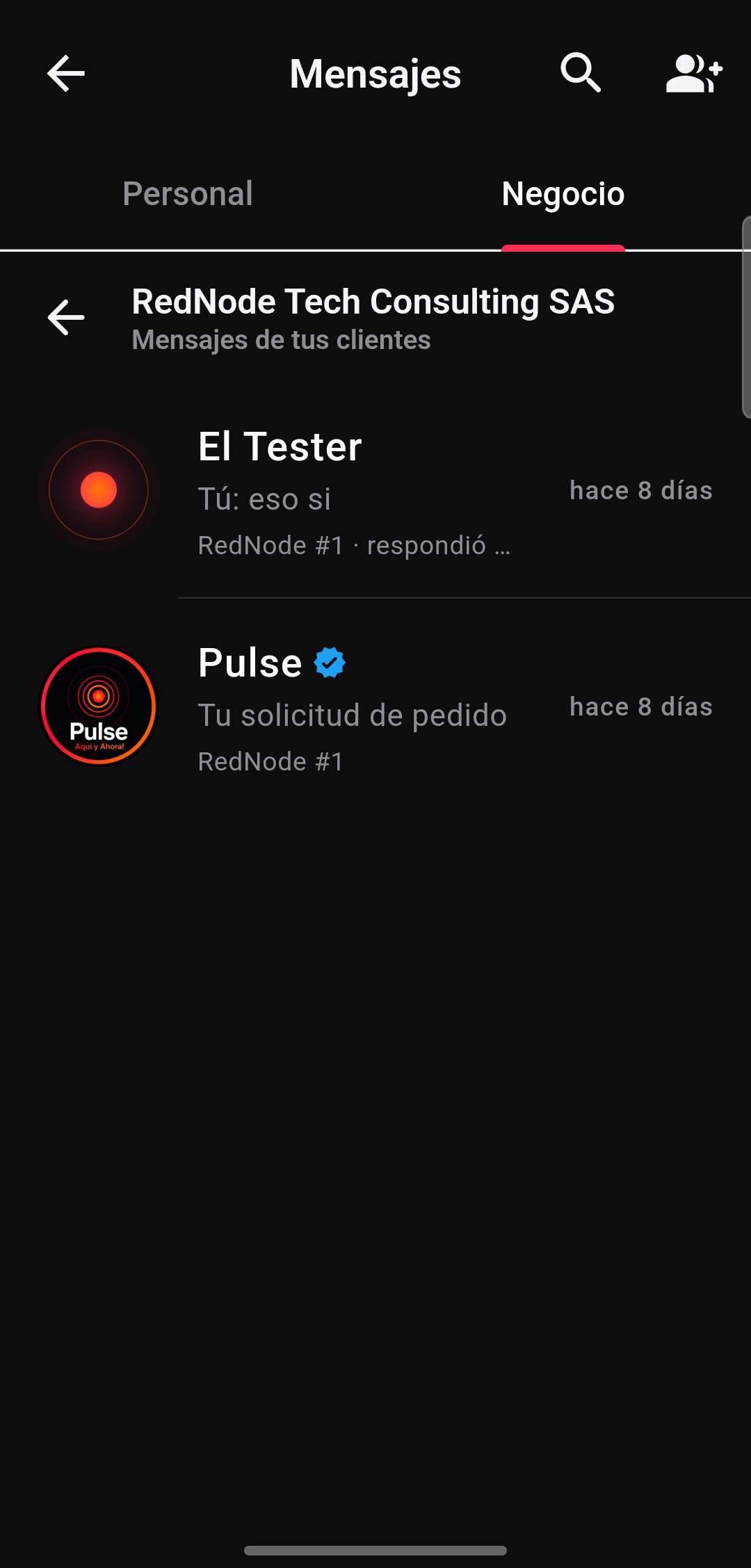 Mensajes: personal y negocio